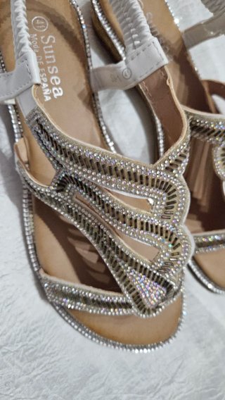 Sandalias Sunsea Blancas Brillantes Talla 41