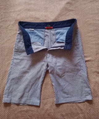 Pantalón corto rayas blanco/azul