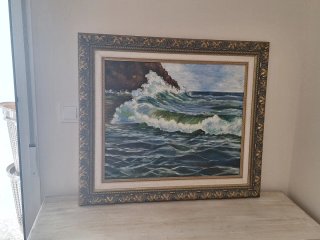 Pintura al óleo: Marina con olas