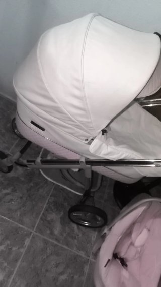 Carro de bebé 3 piezas rosa y blanco bebe car