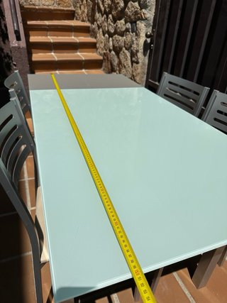 Mesa extensible y 4 Sillas Cocina Cristal