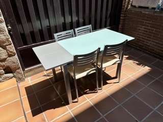 Mesa extensible y 4 Sillas Cocina Cristal