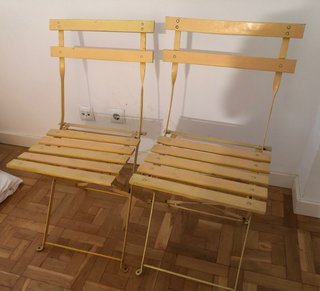 Sillas plegables madera y metal amarillas