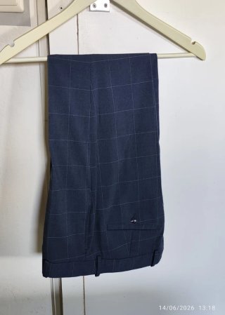 Traje chaqueta y pantalón a cuadros, azul