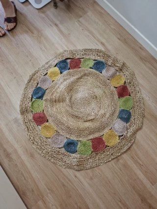 Alfombra redonda de yute estilo boho - 90cm