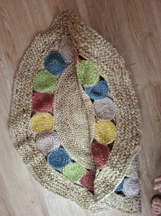 Alfombra redonda de yute estilo boho - 90cm