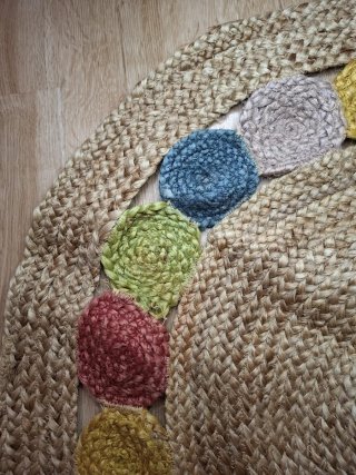 Alfombra redonda de yute estilo boho - 90cm