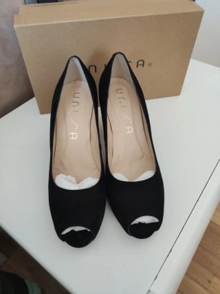 Zapatos Unisa Ante Negro Talla 41 Tacón 9cm