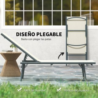 2 Tumbonas Plegables Reclinables Beige/Gris