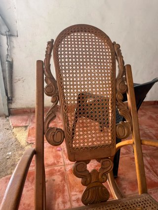 Mecedora Vintage Años 60 Ratán y Madera