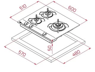 TEKA Placa de Gas Butano 60 cm negro