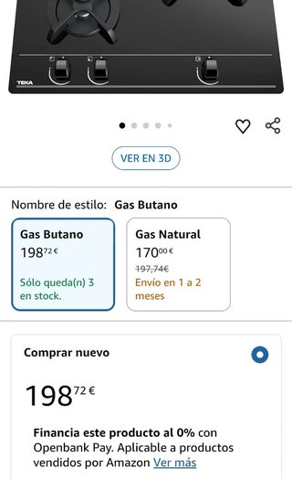 TEKA Placa de Gas Butano 60 cm negro