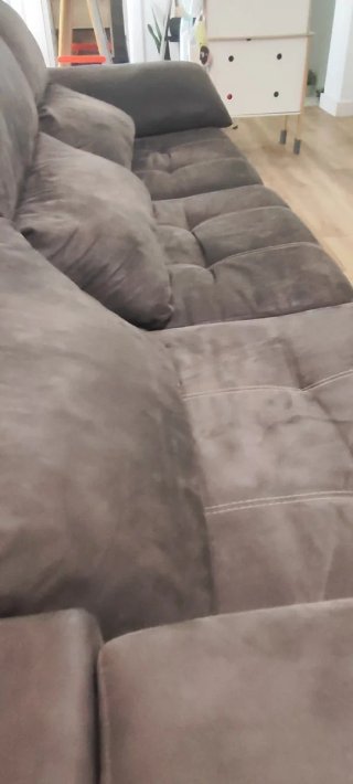 Sofá chaise longue marrón tela