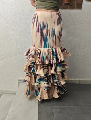 Falda flamenca/ rociera,4 volantes talla p=S/36/38