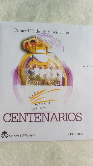 Sobre y Sello Centenario Real Madrid 1902-2002