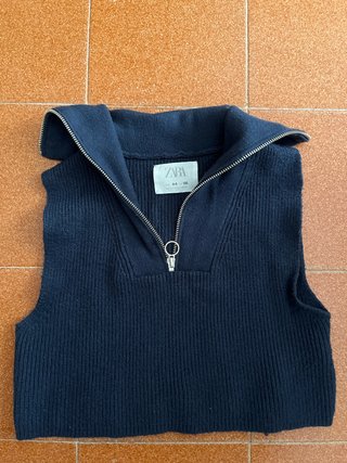 Chaleco Zara Azul Marino Cremallera Talla 8-9 años