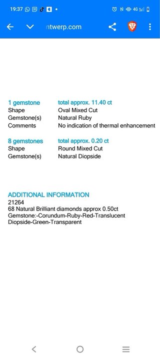 Colgante Rubi Natural 11,60 ct y Diamantes 0,52