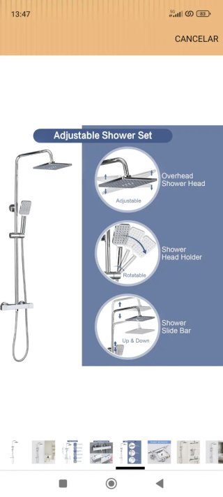 Columna Ducha Termostática Plata