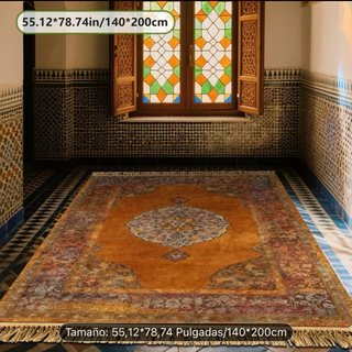 Alfombra decorativa naranja y roja