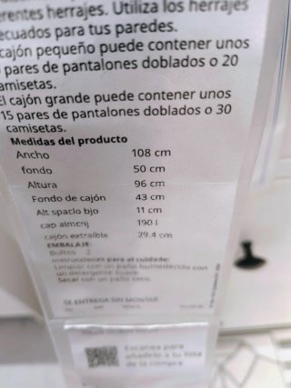 Cómoda 3 cajones IKEA Hemnes Blanca