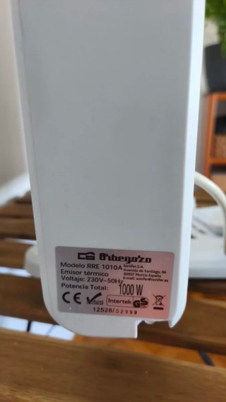 Radiador emisor termico Orbegozo RRE 1010A 1000W