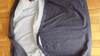Chaqueta impermeable Justo Gimeno azul plomizo.