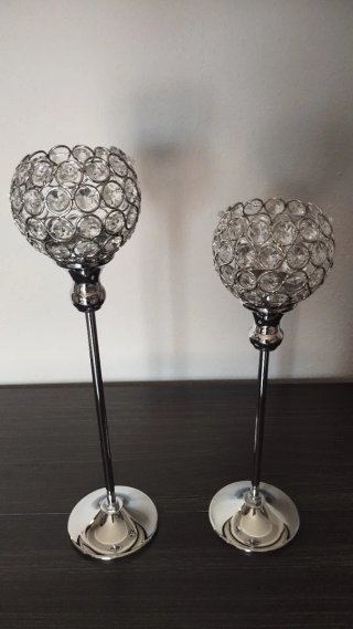 Candelabros de cristal plateados