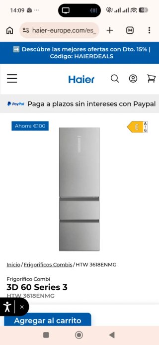 Nevera Haier plateada