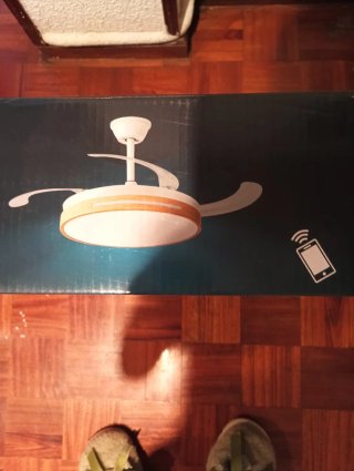 Lámpara Ventilador Techo Negra y madrea