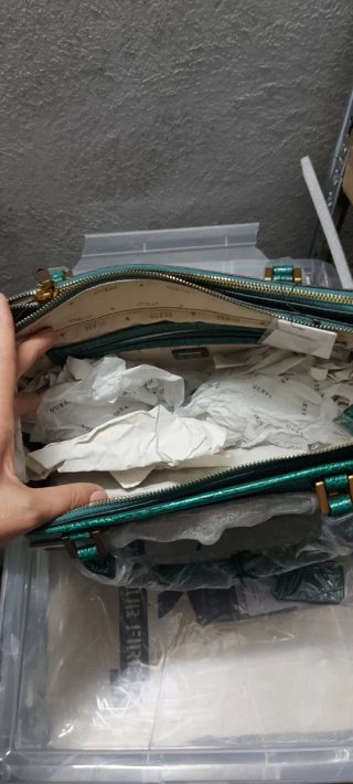 Borsa verde effetto coccodrillo