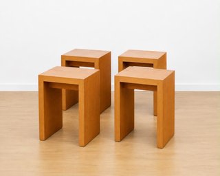 Lote 4 taburetes madera diseño minimalista