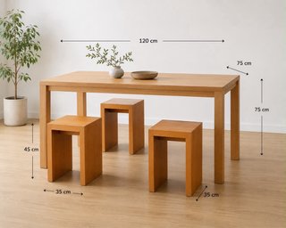 Lote 4 taburetes madera diseño minimalista