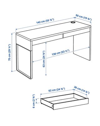 Escritorio MICKE IKEA 142x50cm Blanco