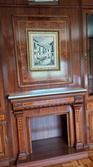 Mueble Vitrina Salón Madera y Cristal