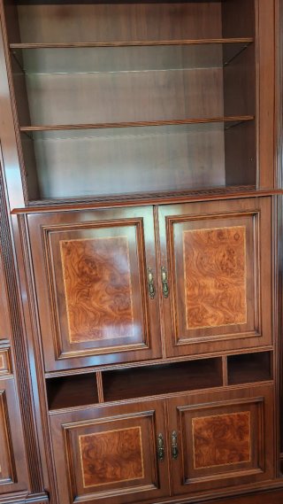 Mueble Vitrina Salón Madera y Cristal