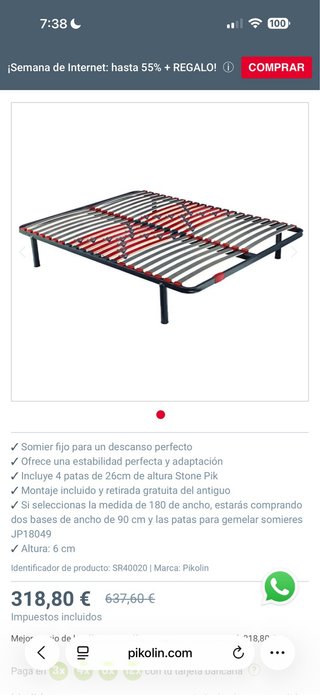 Cama Malm con 4 cajones y somier Pikolin