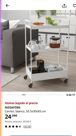 Carrito auxiliar 3 estantes con ruedas