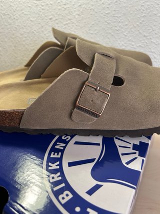 Zuecos Birkenstock Boston Suede Talla 42 Gris