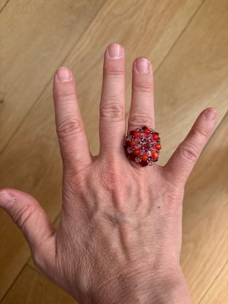 Anillo Cristales Swarovski Rosa y Rojo