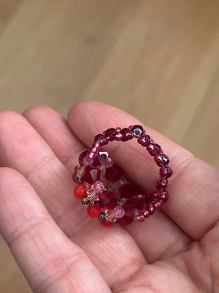Anillo Cristales Swarovski Rosa y Rojo