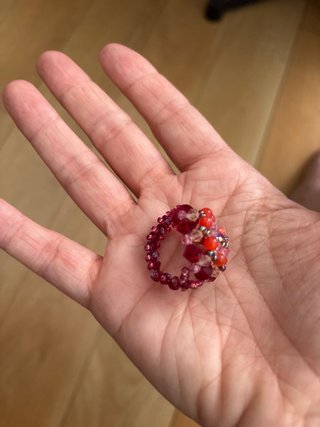 Anillo Cristales Swarovski Rosa y Rojo