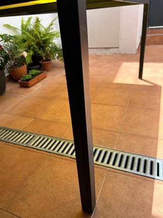Mesa de jardín cristal y metal