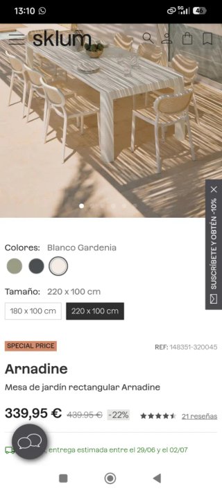 Mesa exterior blanca