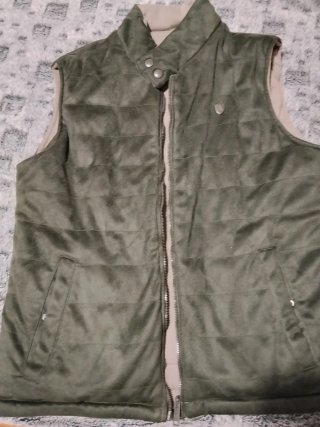 Chaleco doble faz acolchado hombre beige/verde