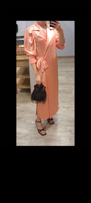 Vestido midi invitada fiesta naranja pastel coral