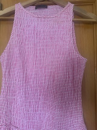 Vestido midi rosa cuadros vichy