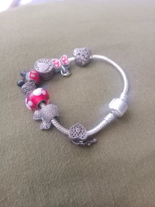 Pulsera Pandora Minnie Corazón Plata