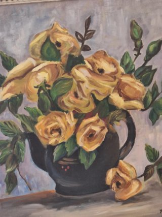 Oleo espátula rosas amarillas