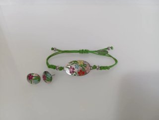 Conjunto Lotus Silver Plata Pulsera y Pendientes