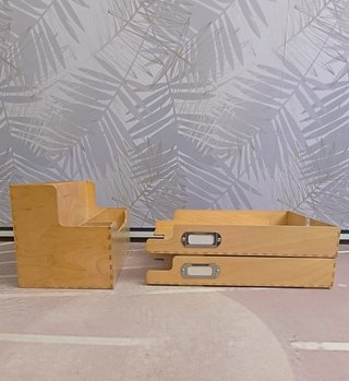 Organizador de escritorio y 2 bandejas de madera